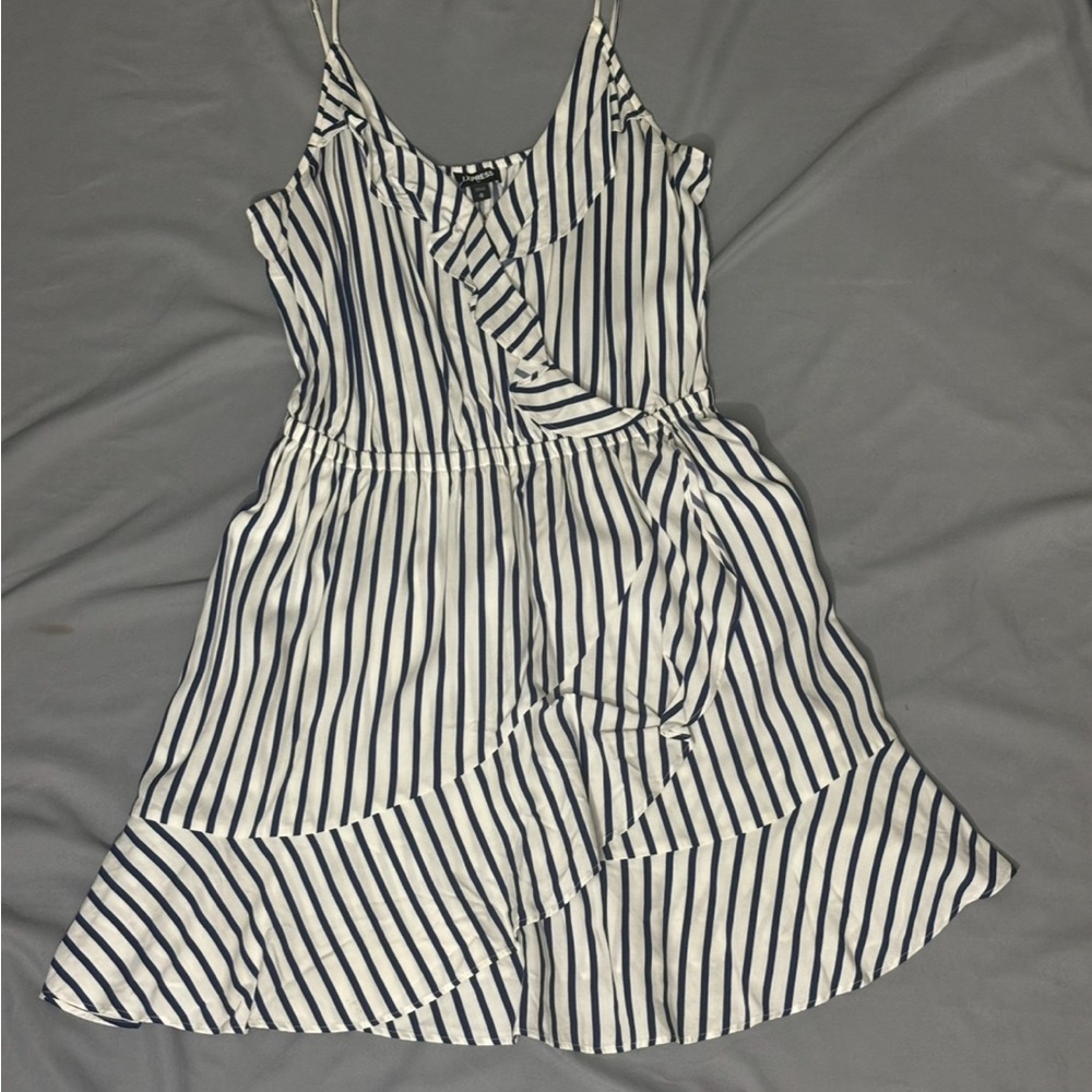 Express Navy and White Striped Mini Dress